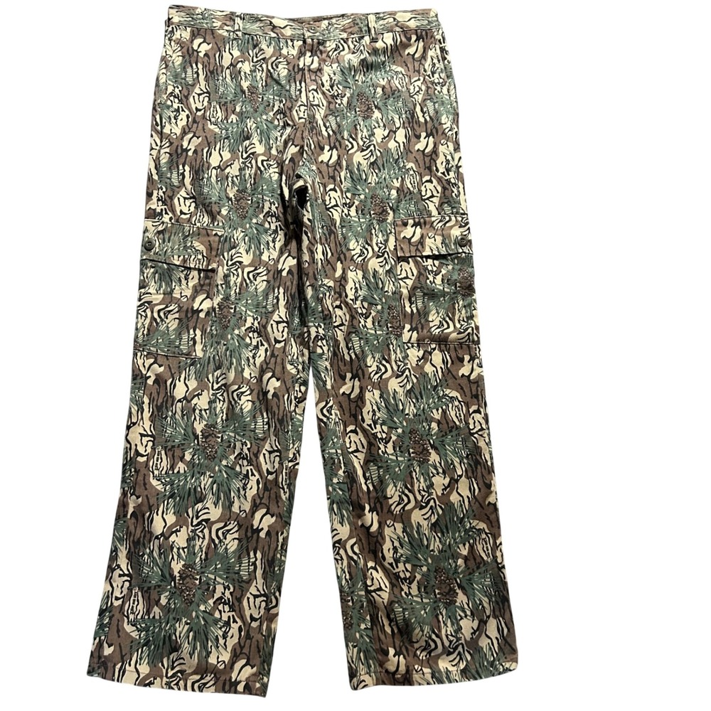 Brown Pine Camo Cargo Pants Mens 36 (Fits 39x32) Vintage 1989 USA Made Hunting